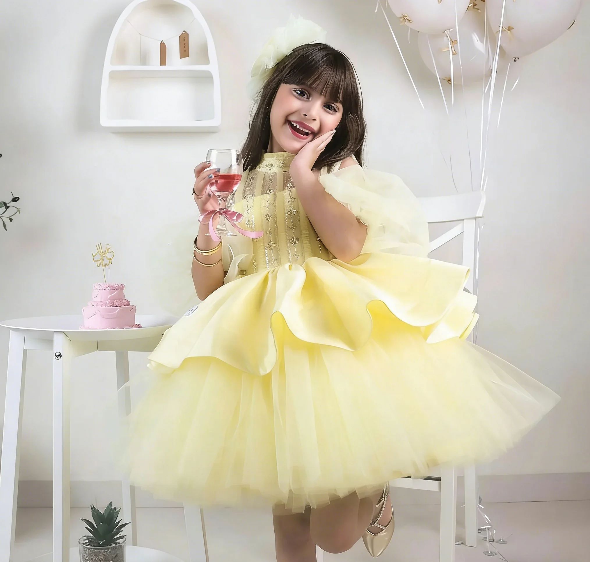 Embroidery Yellow Dress - Yellow Flower Girl Dresses for Wedding