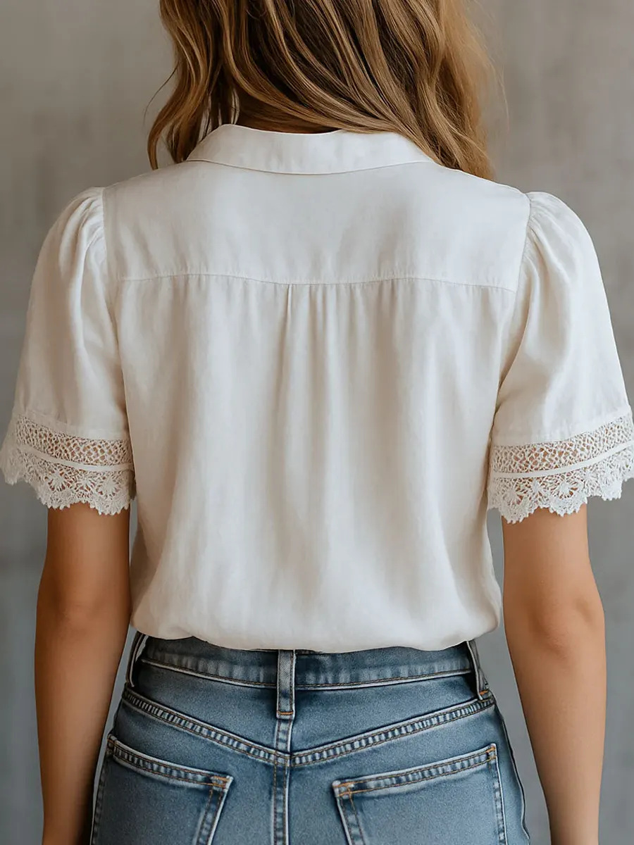 Elegant Women's Shirts Casual  - огляд і ціна Embroidery Cotton Shirt