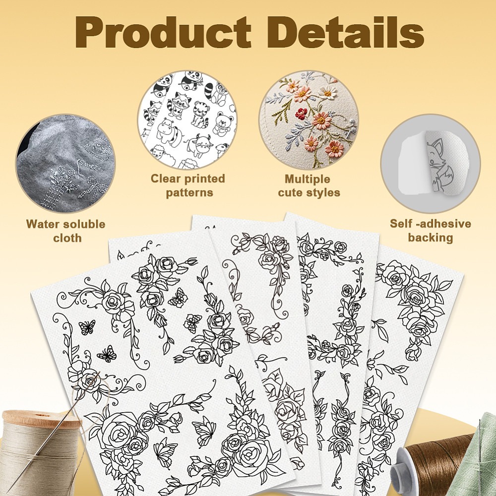 38Pcs Rose Lace 4 Sheets Water - огляд і ціна Embroidery Rose
