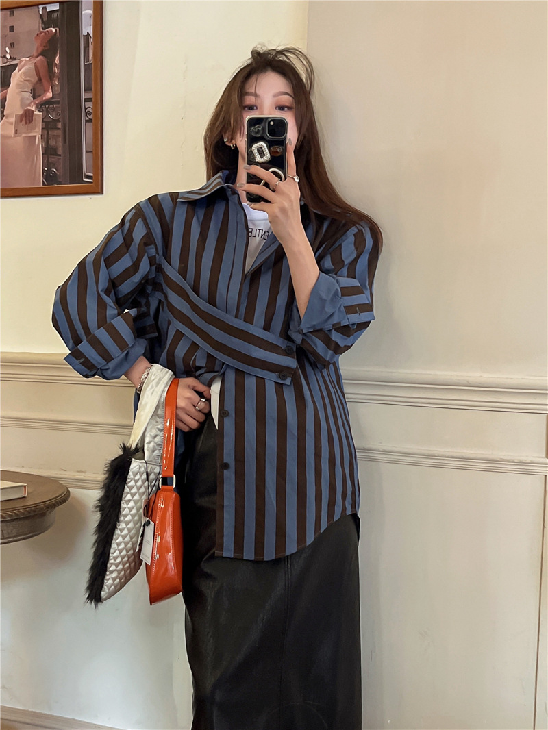 Korean striped shirt with asym - огляд і ціна Embroidery Online